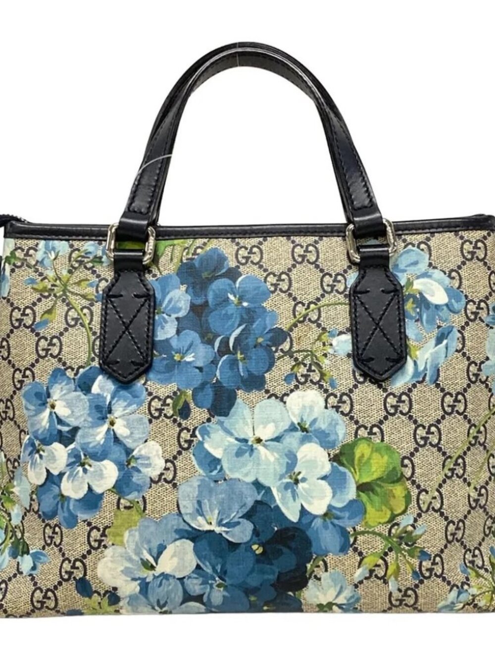 GUCCI GG Blooms 429019 Beige Ebony Navy PVC Leather Handbag - Picture 3 of 15